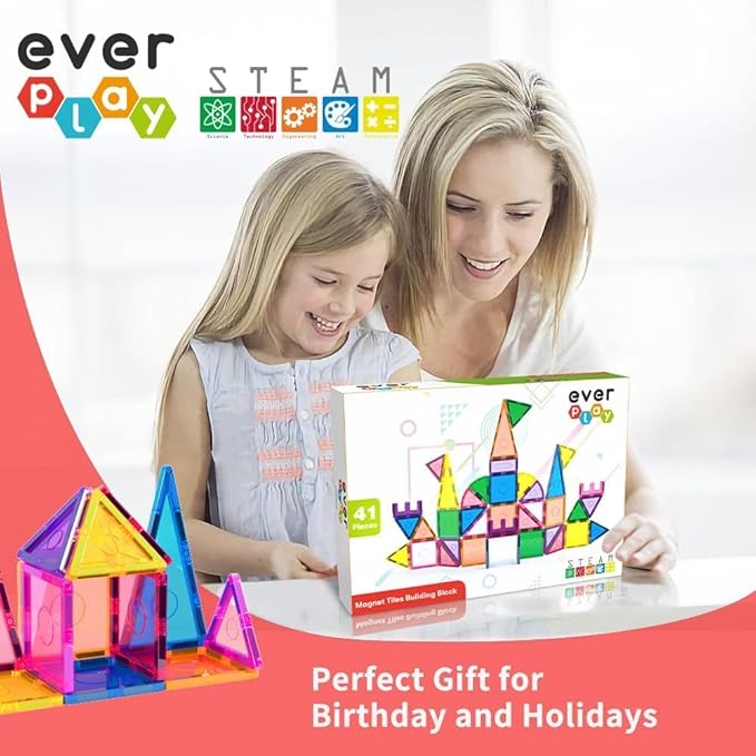 Magnetic Tiles Starter Set Building Blocks Toys STEM Educational Learning Magnet Toy Preschool Montessori Boys & Girls Smart Unlimited Creative Kit Games Gifts for Age 3+ Kids Toddlers