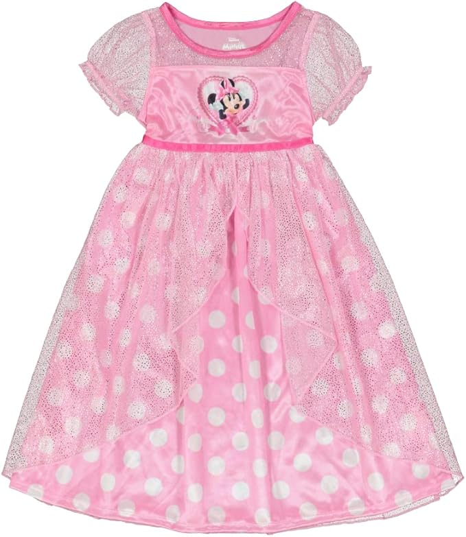 Disney Girls' Princess Dress Nightgown, Fantasy Gown, Soft & Cute Pajamas for Kids