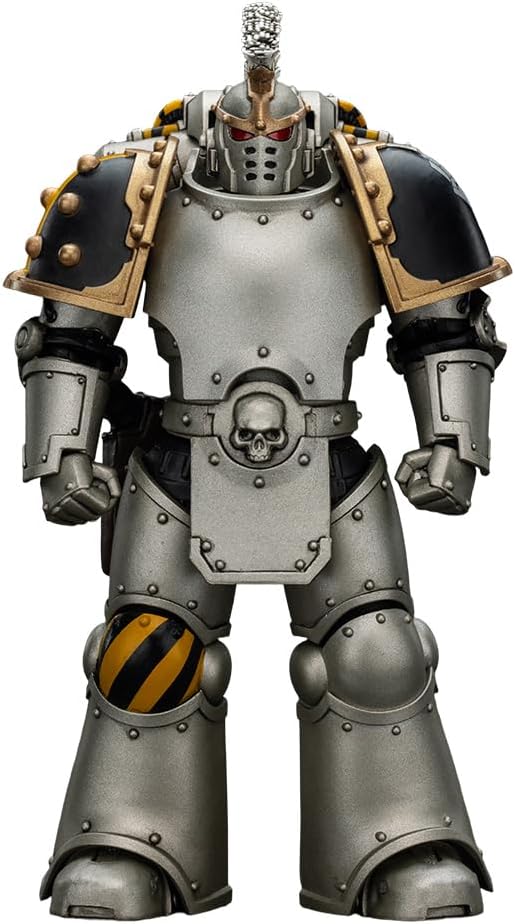 JOYTOY Warhammer The Horus Heresy lron Warriors Command Squad Chosen with Legion Standard 1:18 Scale Action Figure Mecha Joy Toy Collection Model 4.8 inch