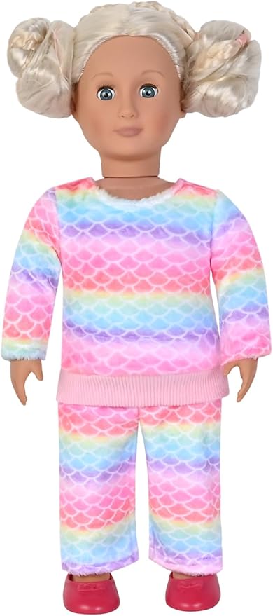QPANCY Matching Doll & Girls Fleece Pjs Set kids Fall Winter Long Sleeve Sleepwear 2 Piece Pajamas