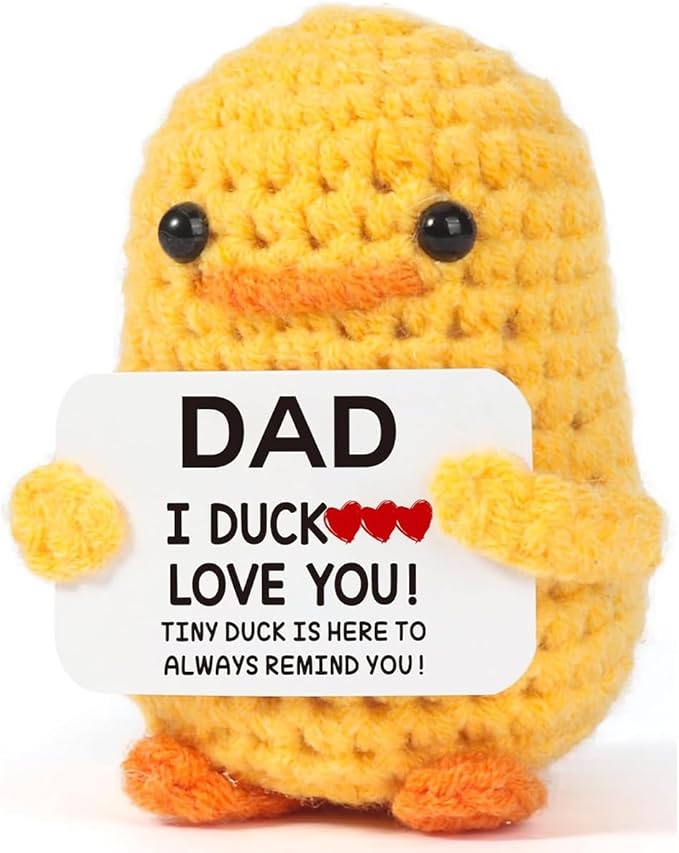 AICase for Easter Basket Stuffers Decor Fathers Day Dad Gifts from Daughter Son Wife Positive Duck Gifts Emotional Support Nuggets Inspirational Crochet Animals Handmade Birthday Present for Daddy