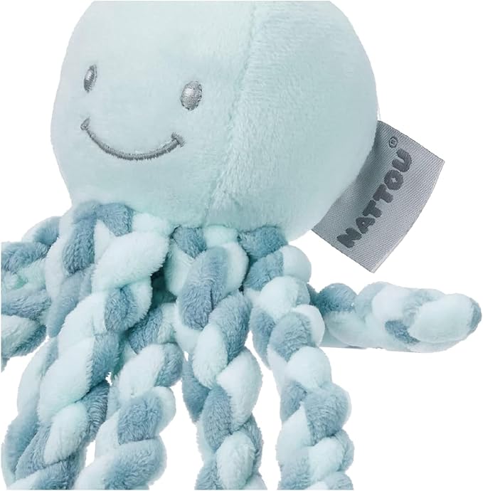 Nattou Lapidou - Piu Piu Octopus Plush Toy for Newborn Babies, Comforting, Soothes for Sleep - Green & Mint Green