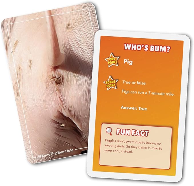 Name That Butthole - Guess The Animals from Their Buttholes - Animal Trivia Game - 55 Flashcards 4.9"x3.2" (12.5x8.1cm)…