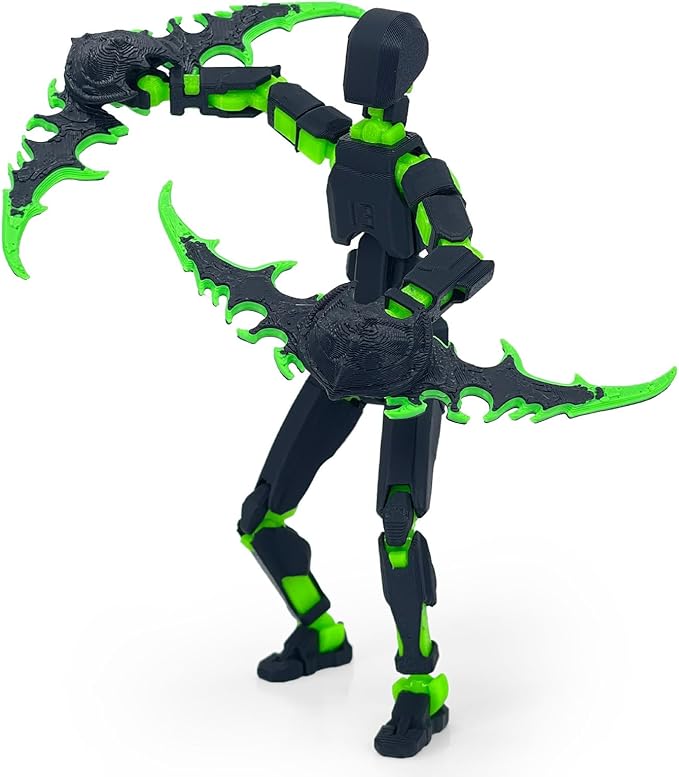 (Assembly Completed) 3D Printed Action Figure，T13 Robot Action Figure, T13 Collectible Action Figure Articulated, for Collectors Desktop Decorations ((Black Green))