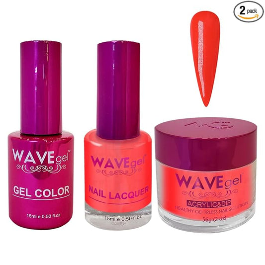 WAVEGEL Soak-Off Gel, Nail Lacquer & Acrylic/Dip Powder Matching Set - Princess Collection - #99 Hot Kiss