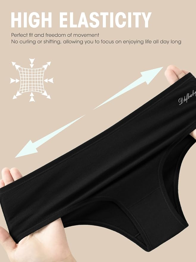 Womens Underwear Cotton Panties Soft Low Waist Hispter Breathable Stretch Ladies Bikini Underwear 6 Pack