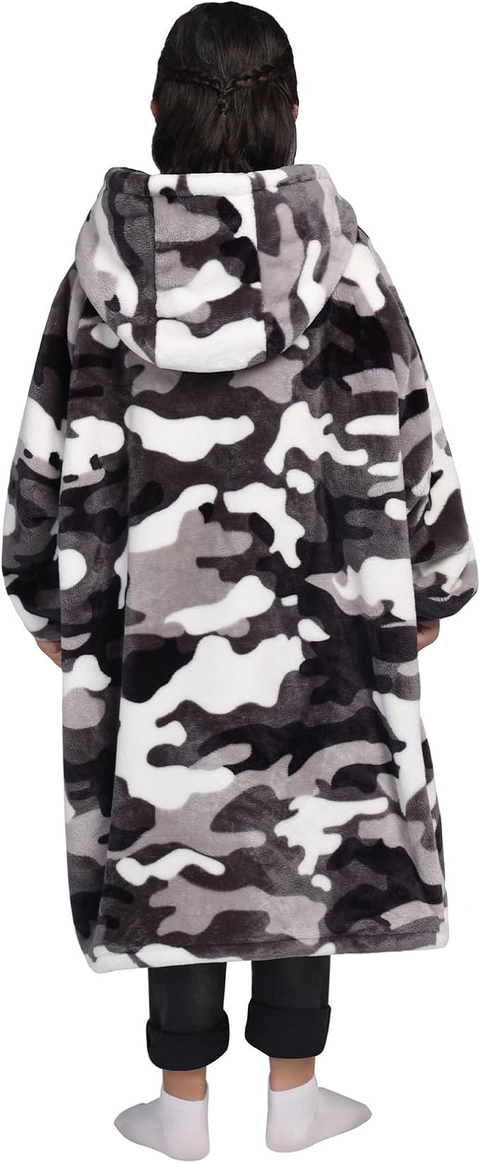 Waitu Wearable Blanket for Kids, Wearable Blanket Hoodie Gifts for Teens Girls and Boys, Warm Blanket Sweatshirt for Teenage, Hoodie Blanket with Sleeves - Camo