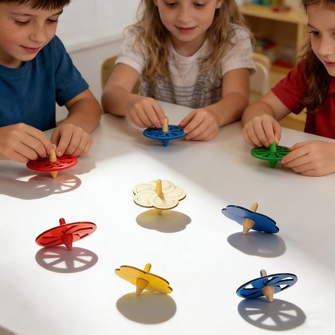 DECHOUS 20Pcs Wood Spinning Tops Unfinished Wooden Gyroscope Handmade Paintable Spin Tops Craft for Educational Kindergarten Party Favor