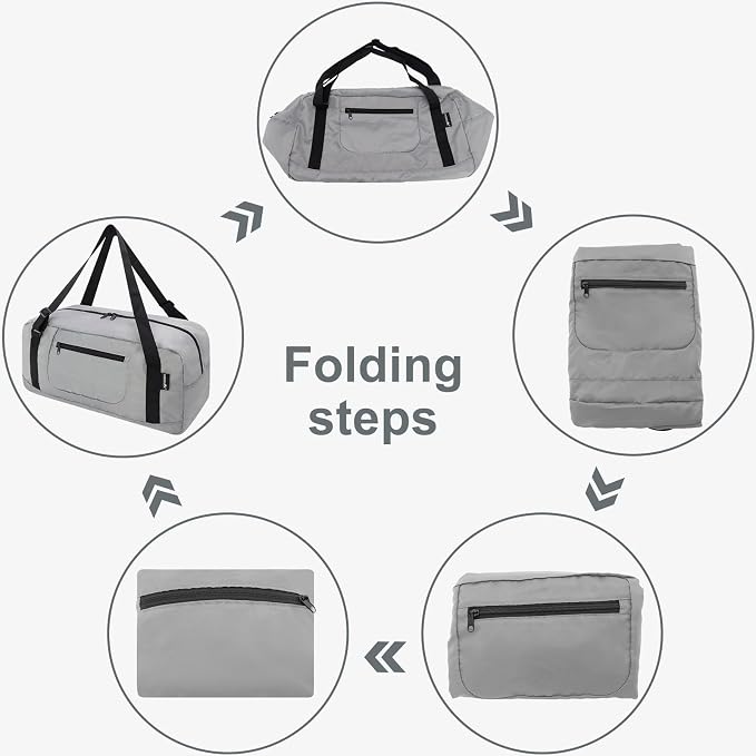 HOLYLUCK Foldable Travel Duffel Bag For Women & Men Luggage Great for Gym -Light grey