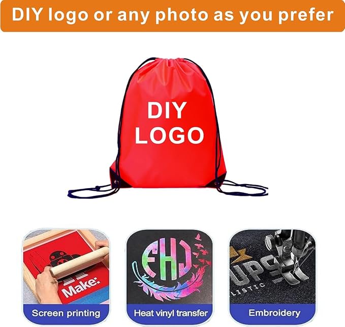 Drawstring Backpack Bulk 30 Packs Draw String Bags for Gym Sports Trip Pedestrianism Cinch Sack DIY for Women Men(Red)