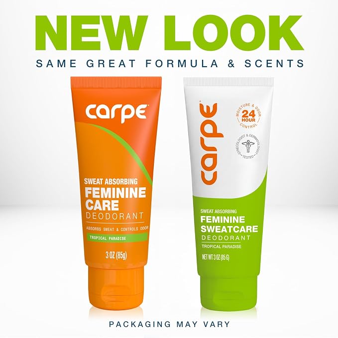 Carpe Feminine Sweatcare Intimate Deodorant - pH Balanced, 24Hr Moisture & Odor Control Whole Body Deodorant for Women - Gynecologist Tested & Safe for Private Parts - Tropical Paradise - 3oz