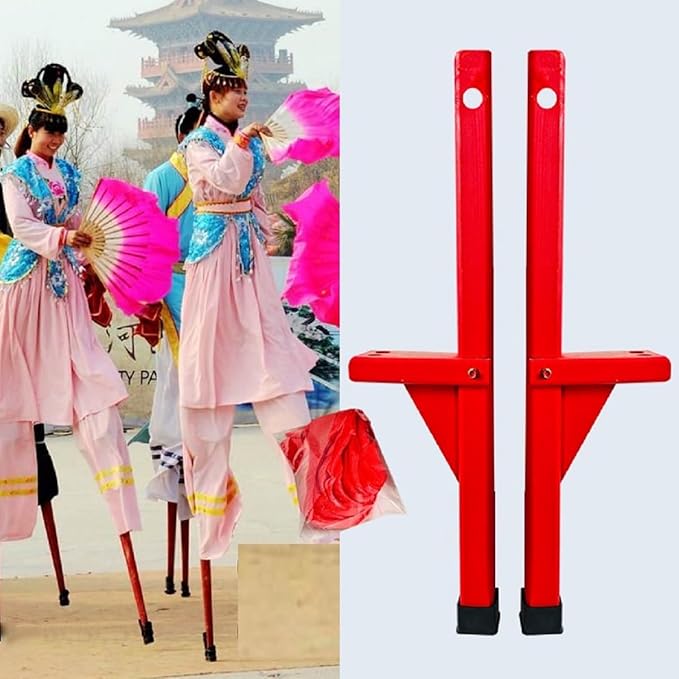 Stilts for Premium Leg - Strap Stilts Smooth Painted Pine Wood Rubber - Coated for Free Hands 5+ 200 - Pound Load Perfect for Sports & Cosplay Events