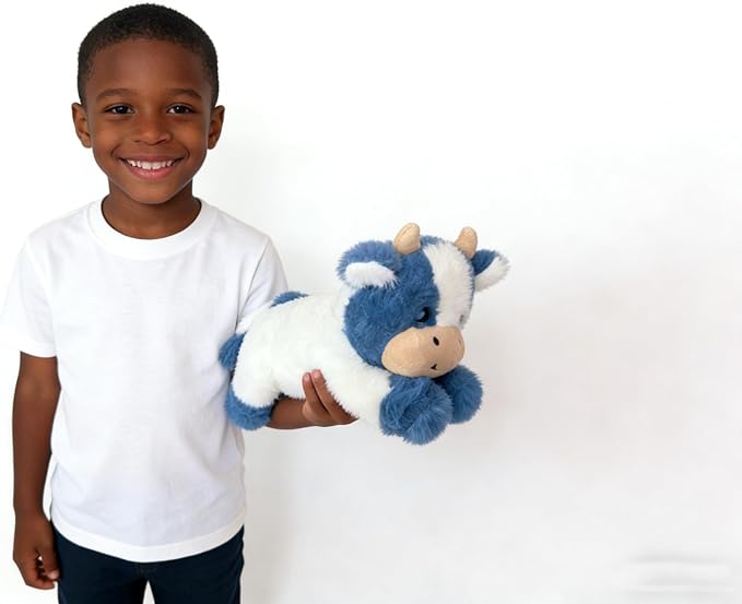 Cute Cow Plush Stuffed Animal Doll Toy 10 inch for Girls Boys (pa Cow Blue)