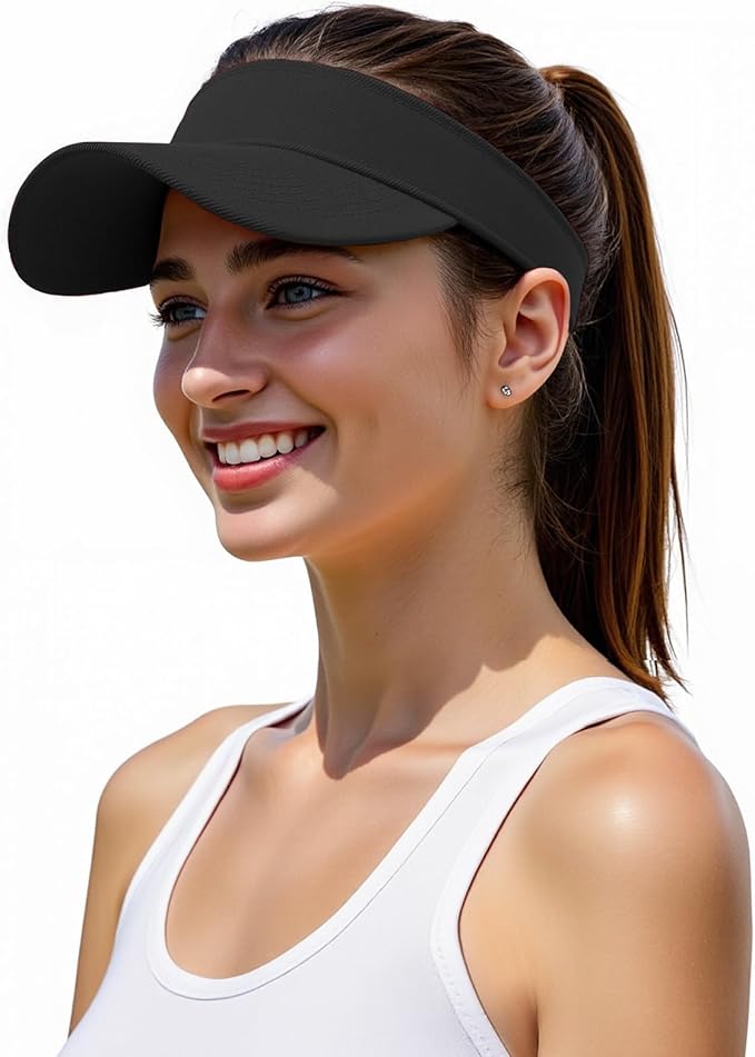 American Trends Sun Visor Hat for Women, Lightweight Quick-Dry Sport Visor | Adjustable fit, Ideal for Golf Tennis & Outdoor Sports, Sweat-Wicking Fabric, Ponytail-Friendly, Wide Brim for Sun Protection