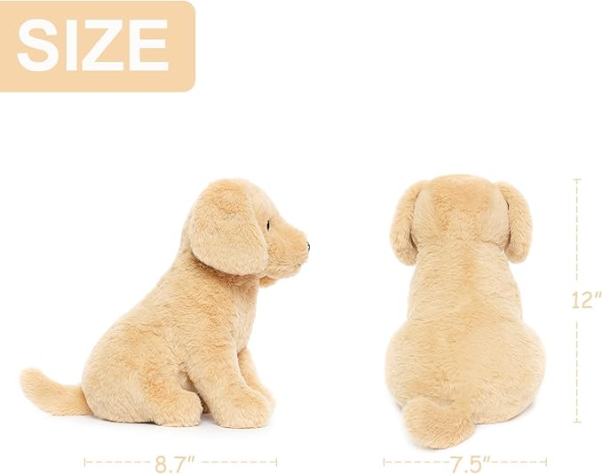 Golden Retriever Stuffed Animal Dog Puppy Plush Toy with Embroidered Eyes for Babies, Boys, Girls, Kids - No Hard Parts, 12 inches