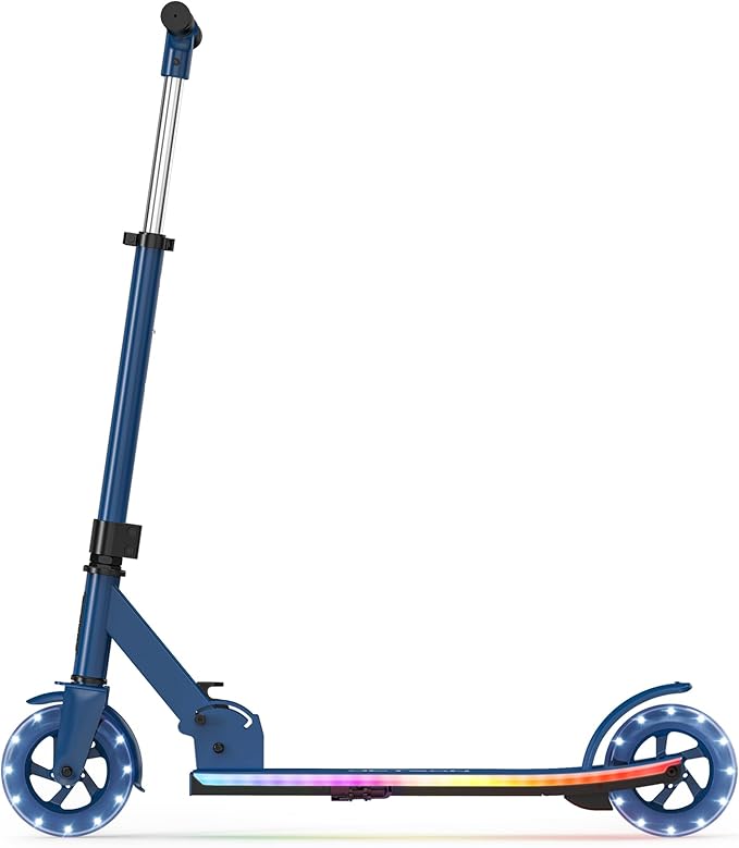 Jetson Jupiter Kids 2-Wheel Light-Up Kick Scooter, LED Lights on Handlebar, Stem, Wheels & Deck, Adjustable Handlebar, Rear Brake, Easy-Folding Mechanism, Ages 5+