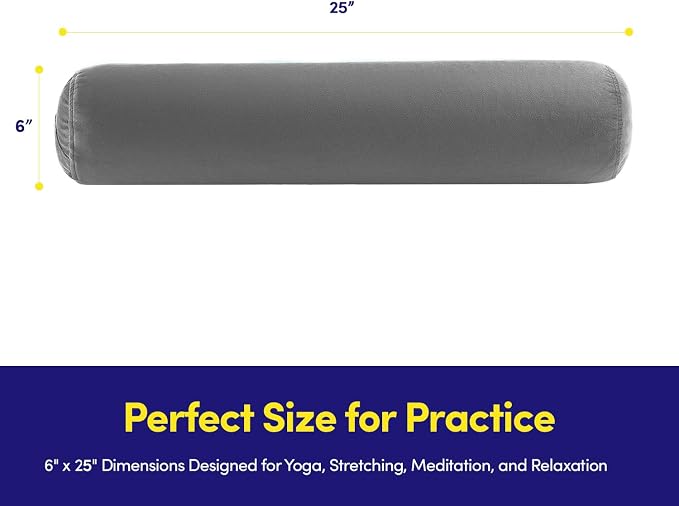 Meditation Cushion Bolster Pillow for Restorative Yoga – Supportive Cushion for Meditation, Pilates, and Relaxation – Filled with Buckwheat Hulls - Removable Cover