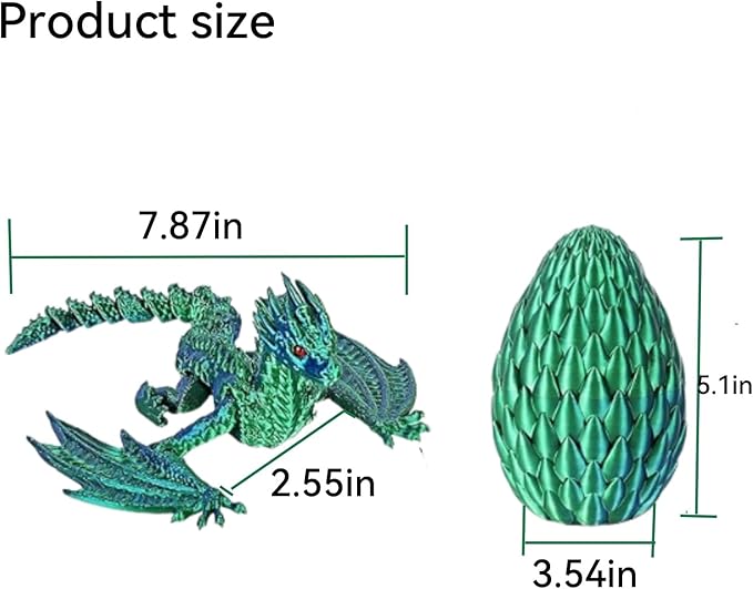 3D Printed Dragon Articulated Crystal Dragon Eggs, Adult Fidget Toys for Autism ADHD (Blue Green Pro)