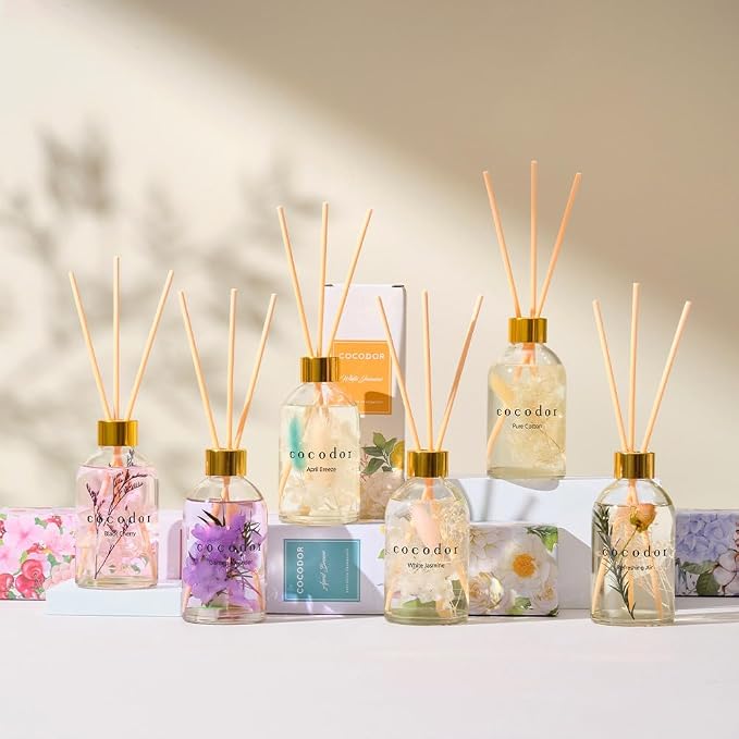 COCODOR Herbarium Reed Diffuser/Garden Lavender/6.7oz(200ml)/ Fragrance Scent Essential Oil Stick Diffuser Set for Bedroom Bathroom Home Décor