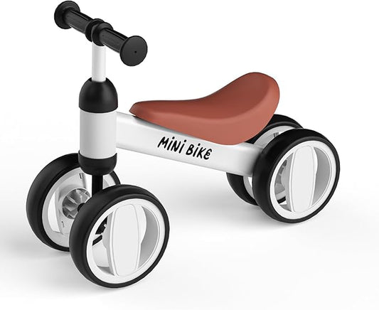 SIMATE Balance Bike Toys for 1 Year Old Boys Girls, 12-24 Month Toddler Ride on Toys, 4 Silent Wheels & Soft Seat, First Birthday Gifts for Baby Girls Boys