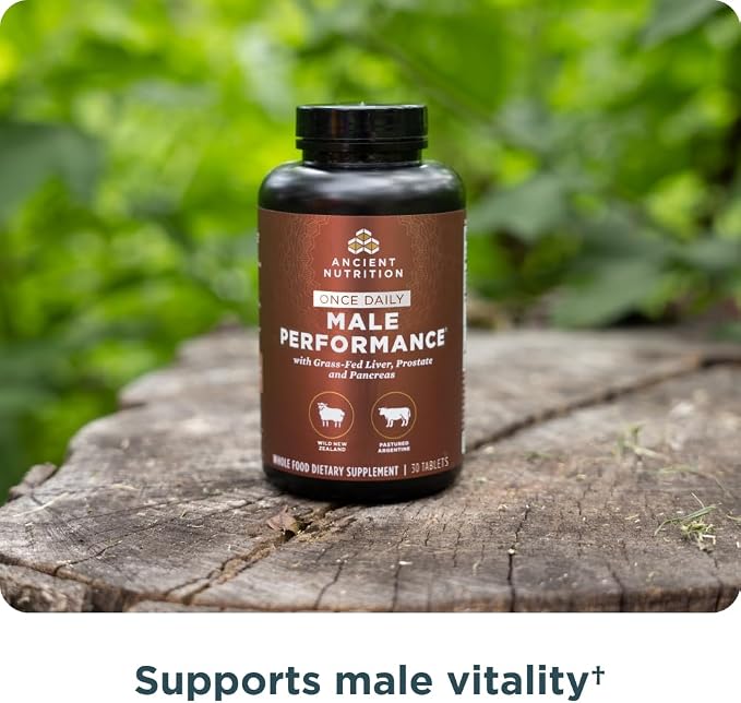 Ancient Nutrition Organ Supplements for Men, Once Daily Grass-Fed and Wild Organ Complex Tablets, Liver, Prostate, Pancreas Supports Male Performance, Healthy Aging, 30 Ct