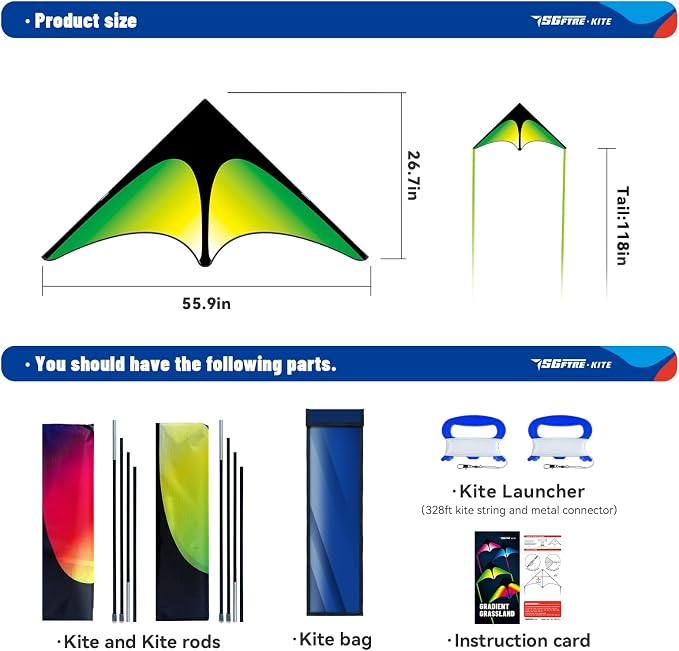 SGftre Delta Kite Two Set for Kids and Adults,Easy to Fly Outdoor Fun Kites, Perfect for Beaches and Parks,Ideal Kids Kite and Adult Kites for Family Fun