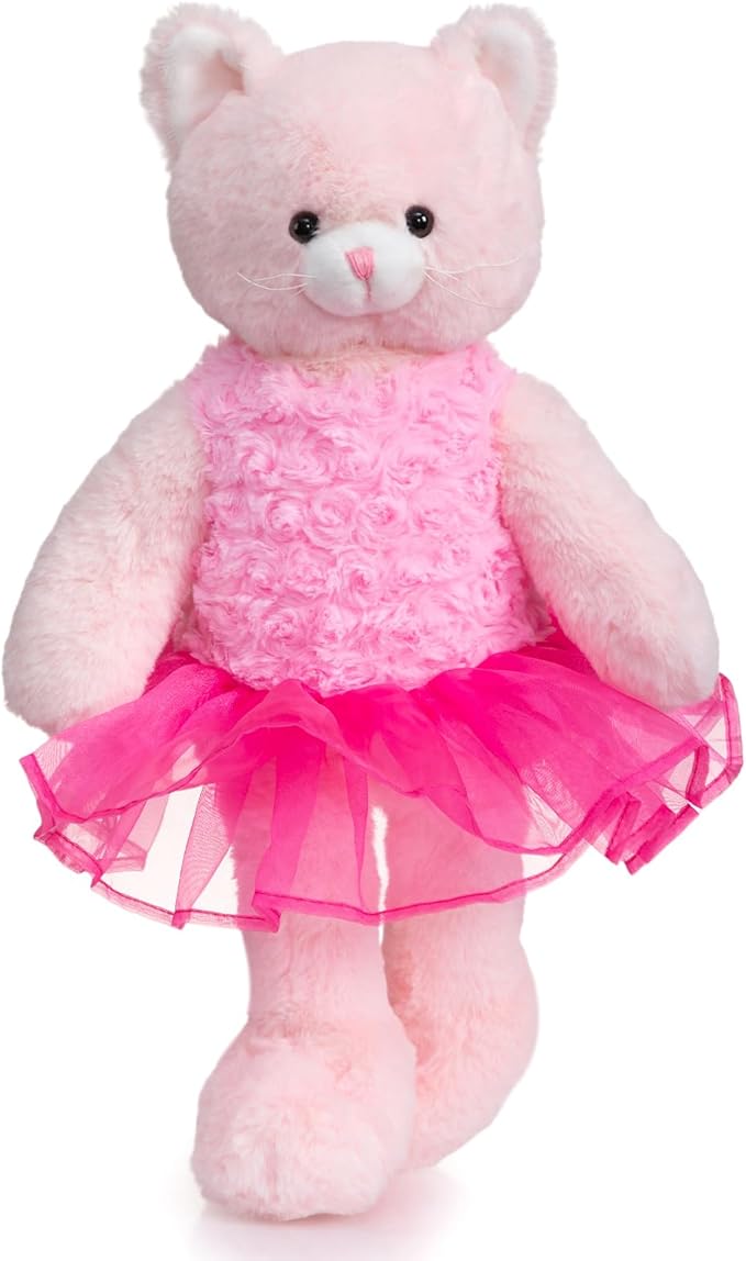 Ballerina Cat Stuffed Animal Cute Plush Cat in Tutu Skirt Birthday Dance Recital Gifts for Girls Kids 21’’ Pink