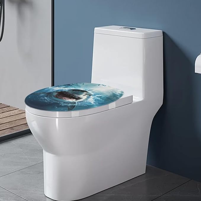 Ocean Toilet Cover Seat Shark Oblong Toilet Seat Cover Fuzzy Toilet Seat Cover Soft Toilet Seat Cover Bathroom Decoration