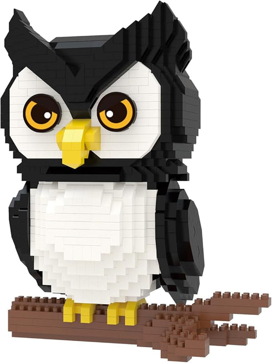 Larcele Animal Series Micro Building Blocks Animal Set, DIY Mini 3D Building Toy Bricks Kit,1216 Pieces KLJM-07 (Owl)