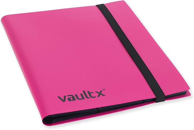 Vault X 9 Pocket Standard Strap Binder, Holds 360 Trading Cards in 20 Side-Loading Pages (Pink)