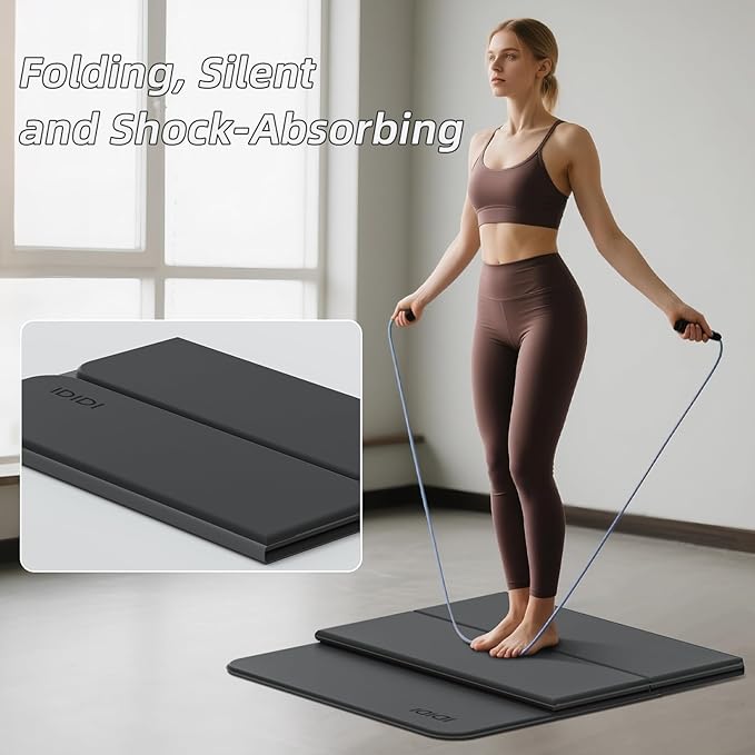 Foldable Yoga Mat Extra Thick 0.32 Inches(8mm) | SGS-certified, odorless POE. Non-slip surface & no curling edges. Great for yoga, Pilates & home gym.