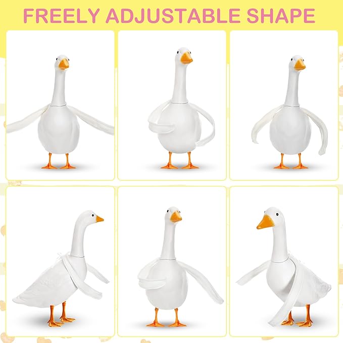 Abbylike 2 Pcs Poseable Goose Wings for 23”- 28" Porch Lawn Goose Outfit Accessories Poseable White Wings for Outdoor Patio Yard Lawn Art Decoration
