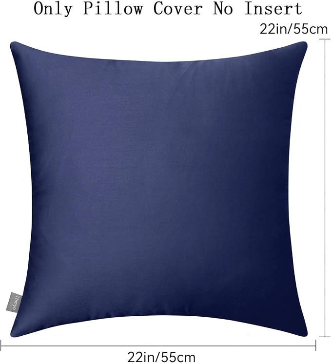 Thmyo 4-Pack 100% Cotton Comfortable Solid Decorative Throw Pillow Case Square Cushion Cover Pillowcase Sublimation Blank Pillow Covers Halloween DIY Throw Pillowcase(22x22inch/55x55cm,Dark Blue)
