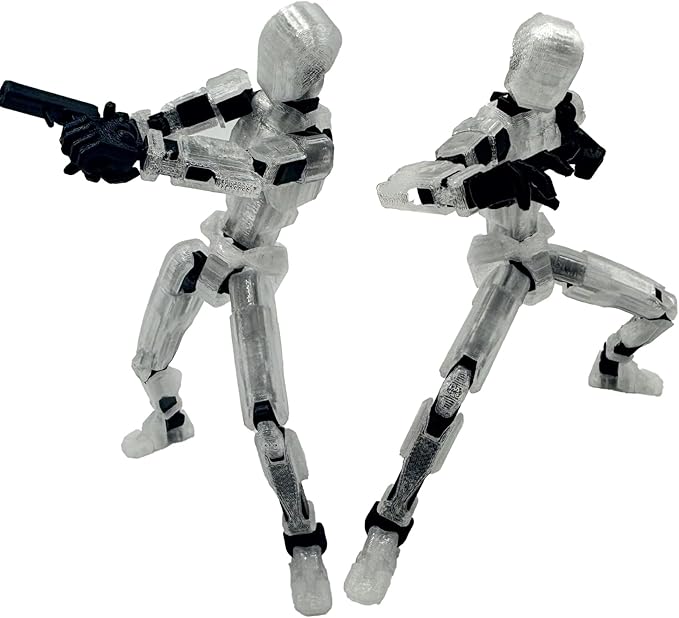 3D Printed 5.54-inch Multi-Jointed Action Figures Dummy13, Full Body Mechanical Movable Toy, Multiple Accessories, Hand Painted Figure, Desk Decoration, Creative Gifts (Transparent)