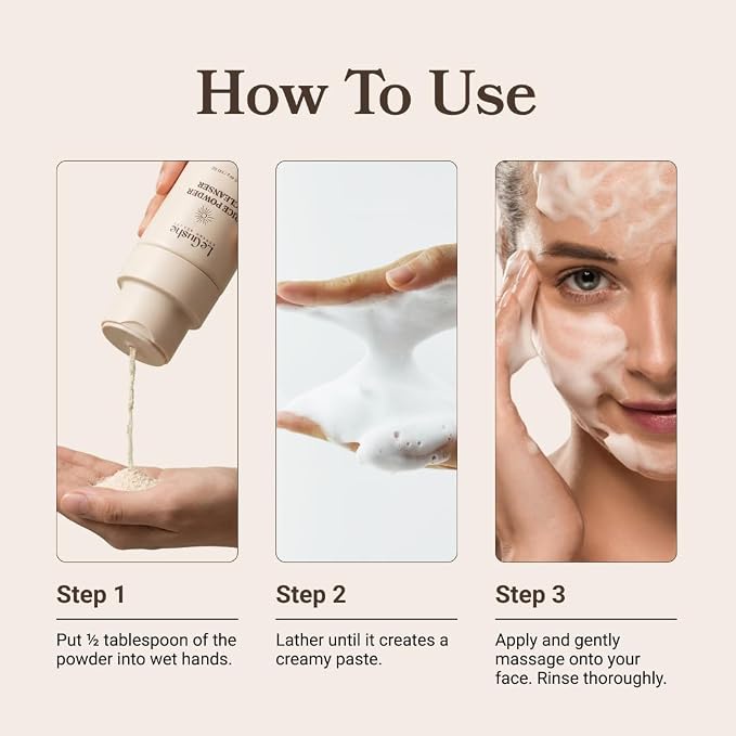 LE GUSHE New 2026 Rice Face Wash Powder Cleanser for Gentle Skin Exfoliation, Korean Skincare Enzyme Powder Face Wash, Foamy Rice Exfoliator for Skin, 40g