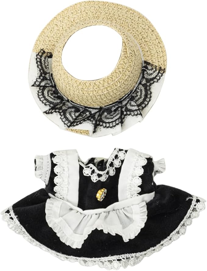 Clothes for 17cm Dolls(NO Doll) Outfit with Accessories Suit Cute Stylish Dress Up Set Maid Outfit