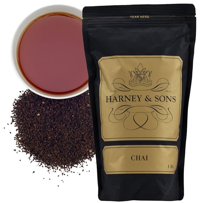 Harney & Sons Chai Loose Leaf Black Tea, Spiced Chai Blend with Cinnamon, Cardamom & Vanilla, 16 oz bag, Brew Masala Chai at Home