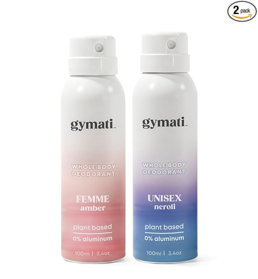 Gymati Natural Deodorant Body Spray Aluminum Free - Women & Unisex - Pack of 2