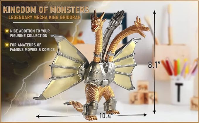 TwCare Godzilla vs. Mecha King Ghidorah, 2021 Movie Series Movable Joints King of The Monsters Action Figures Birthday Kid Gift, Carry Bag