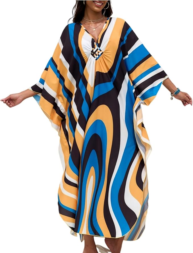 SXMURP Moomoo Dresses for Women, Caftan Dresses for Women Tropical Hawaiian Cotton Cover Ups Bathing Suit Loungewear Swimsuit