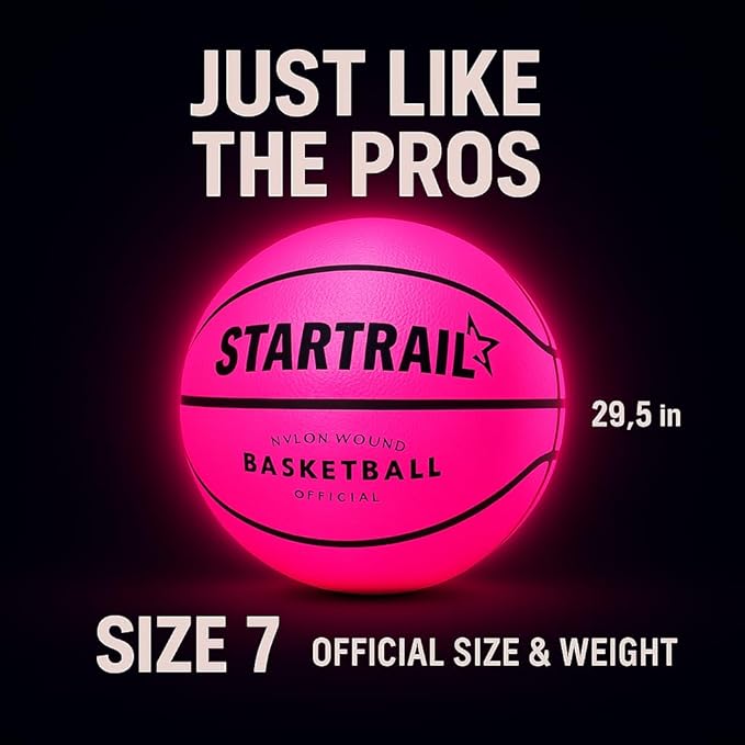 TOMLEON Light Up Basketball | Glow in The Dark Basketball | LED Basketball Size 7 | Glowing Basketball Ball | Lighted Basketball | Coolest Things for Boys & Girls | Toys for 10 Year Old Kids