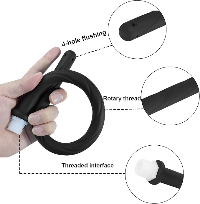Shower Enema Douche Nozzles for Men and Women, 4 Holes Water Spray Comfortable Silicone Nozzles Enema Attachment, Reusable Shower Enema Hose