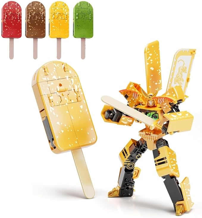 Ice Cream Transformer Toy, Transform into Robot Action Figure, 2 in 1diy Creative Transformations, Early Educational Brain Blocks,Birthday Party Favors Gift for Kids & Adults Action Figures