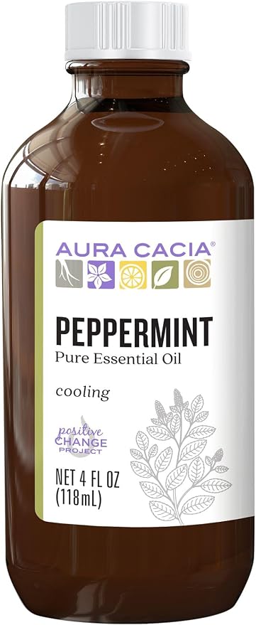 Aura Cacia 100% Pure Peppermint Essential Oil | GC/MS Tested for Purity | 120 ml (4 fl. oz.) | Mentha piperita