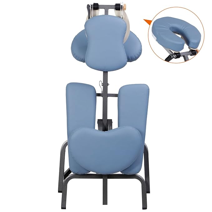 Nova Microdermabrasion Portable Massage Chair Foldable Tattoo Therapy Chair 4 Inches Thickness Sponge Face Cradle Spa Salon Massage Chair (Blue)