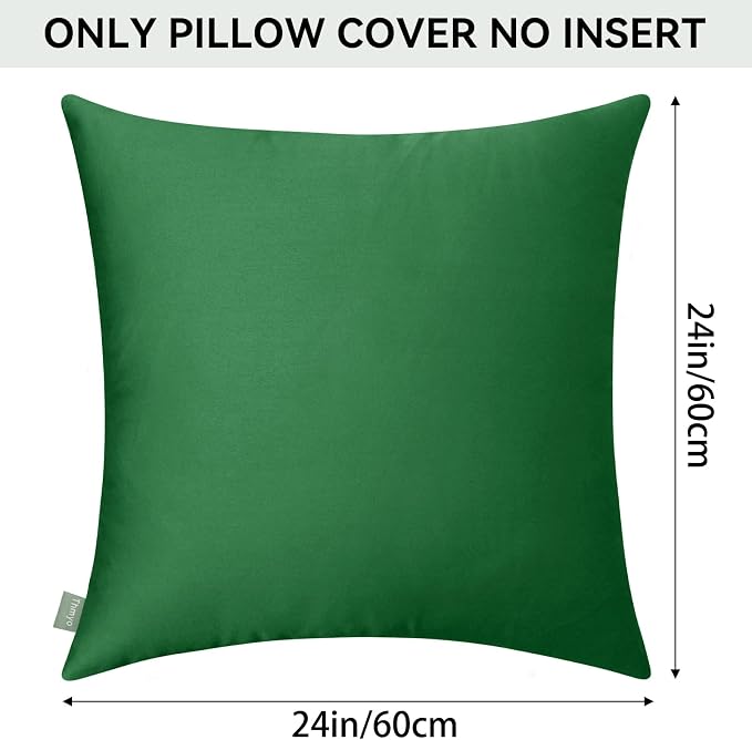 Thmyo 4-Pack 100% Cotton Comfortable Solid Decorative Throw Pillow Case Square Cushion Cover Sublimation Blank Pillow Covers DIY Throw Pillowcase for Sofa Couch(24x24 inch/ 60x60cm,Christmas Green)