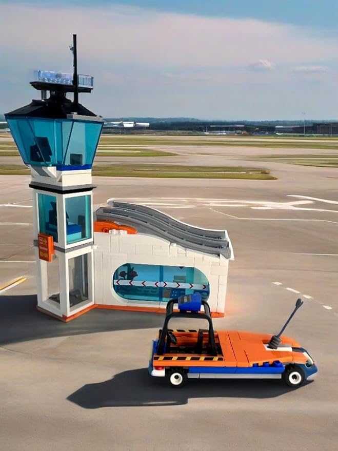 City Passenger Airplane Building Set, 697 PCS, STEM 3 in 1 Airport Plane Building Block Toy with Baggage Truck & Radar Tower, Fun Idea for Boys & Girls Ages 8+