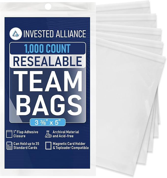 Invested Alliance Resealable Set Team Bags for Trading Cards | Ultra, TCG, Baseball, Sports Card Team Bags Sleeves. Fits Top loaders, Magnetic & Semi Rigid Holders. High Clarity Sleeves.
