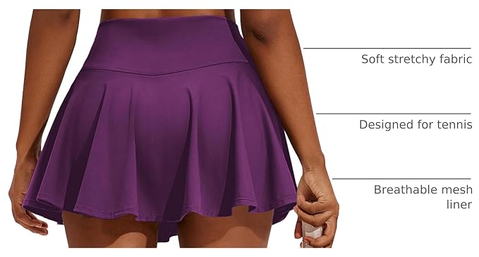 PINSPARK Womens Tennis Skirt 14" Pleated Athletic Golf Skorts with Pockets | High Waist, Tummy Control, Mini, Breathable, Lightweight, Soft, Built in Shorts, Pickleball, Casual