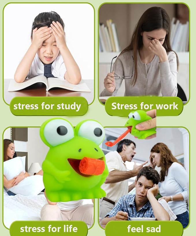 LBKKC Squeeze Stress Frog Toys,Tongue Sticking Out, Birthday Party Favor, Novelty Relief Squeeze Toys Gags Gifts for Kids Adults,Sensory Toy, 2 Pack